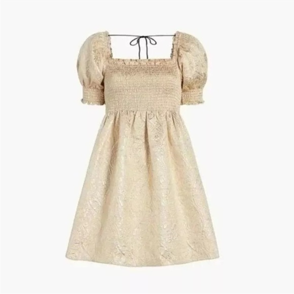 Hill House Athena Nap dress - Gold Brocade. M. - Picture 2 of 8